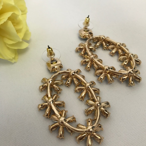 Flower Gold-Tone Drop Earrings - Picture 7 of 15